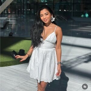 Zara White Spaghetti Strap bohemian crochet summer vacation sundress Dress